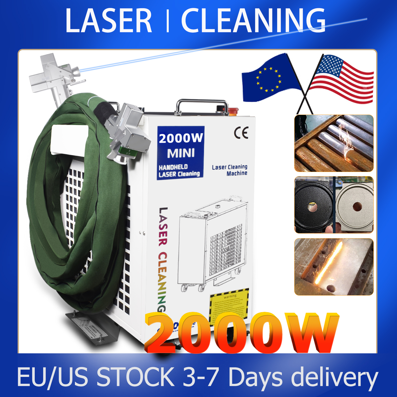 Industrial Laser Rust Remover - 2000W Cleaning Machine Fiber Laser 1500W