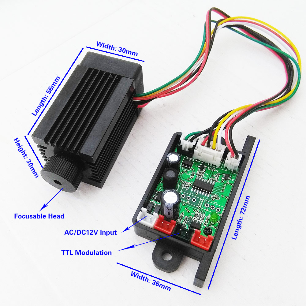 532nm 200mw Focusable Green Di – Diode Laser Module recenzja i cena